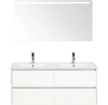 Meuble-lavabo double avec meuble sous-lavabo et miroir lumineux pour la salle de bain