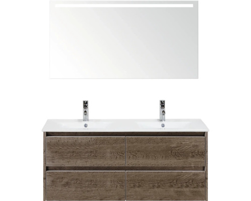 Meuble-lavabo avec miroir et deux vasques