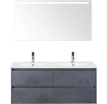 Meuble-lavabo avec double vasque, meuble sous-lavabo et miroir avec éclairage