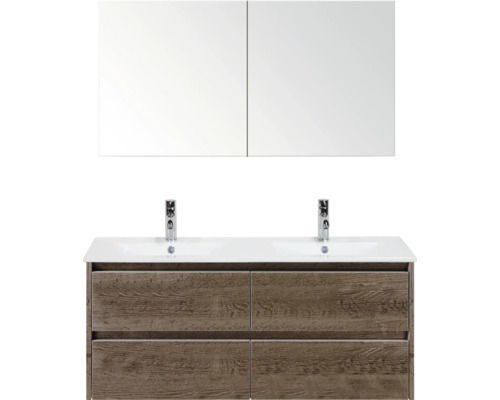 Ensemble de meubles de salle de bains avec double vasque, meuble sous-vasque et armoire de toilette