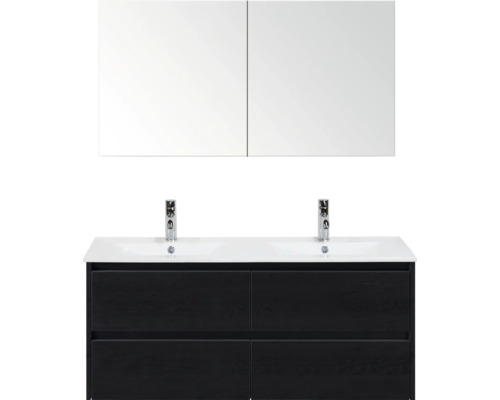 Meuble-lavabo double avec meuble sous-vasque et armoire de toilette pour la salle de bains