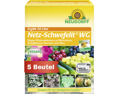 Neudorff Netz-Schwefelit WG Fungizid in einer Packung mit fünf Beuteln