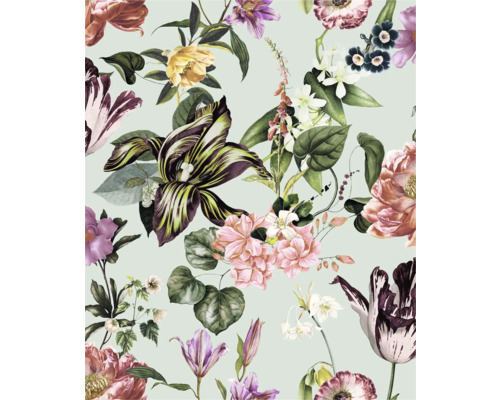 Papier peint à fleurs avec différents motifs floraux