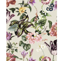 Papier peint à fleurs avec diverses fleurs et feuilles