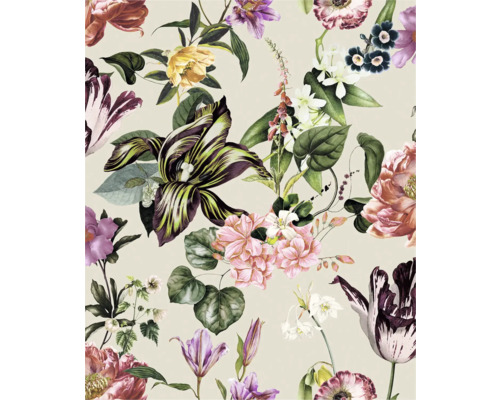 Papier peint à fleurs avec diverses fleurs et feuilles