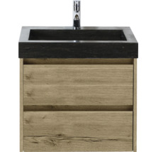 Meuble sous-lavabo avec deux tiroirs, lavabo et robinet