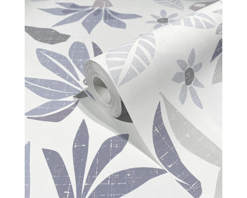 Rouleau de papier peint avec motif de fleurs et de feuilles