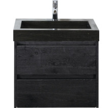 Meuble sous-vasque avec deux tiroirs, vasque à poser et robinetterie