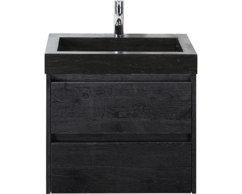 Meuble sous-vasque avec deux tiroirs, vasque à poser et robinetterie