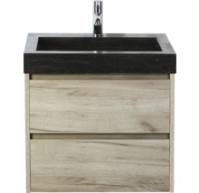 Meuble sous-lavabo avec tiroirs et vasque à poser foncée