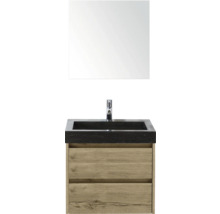 Waschtisch mit Spiegel, Unterschrank mit zwei Schubladen und Armatur