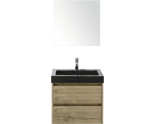 Waschtisch mit Spiegel, Unterschrank mit zwei Schubladen und Armatur