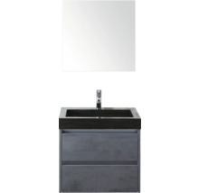 Waschtisch mit Waschbecken, Wasserhahn und Spiegel