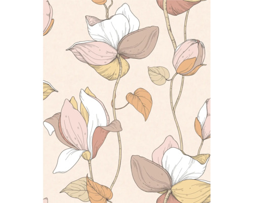 Papier peint intissé 47471 Flora beige Papier peint à motifs floraux avec motif de magnolia