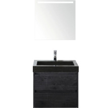 Meuble-lavabo avec meuble sous-vasque et miroir avec éclairage pour la salle de bains