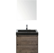 Ensemble de meuble-lavabo avec miroir, lavabo, robinet et meuble sous-vasque avec deux tiroirs