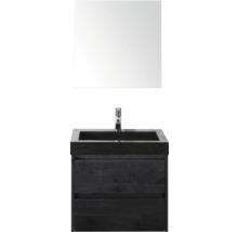 Meuble-lavabo avec deux tiroirs, vasque à poser et miroir