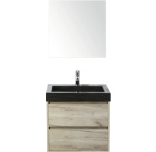 Waschtischkombination mit Spiegel, Waschbecken, Armatur und Unterschrank mit Schubladen