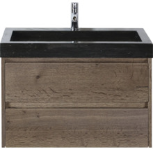 Meuble sous-lavabo avec deux tiroirs, lavabo et robinet