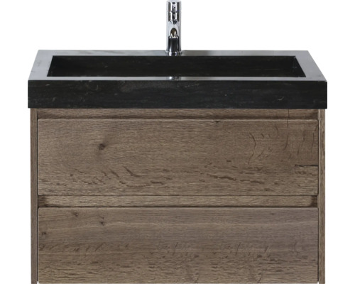 Meuble sous-lavabo avec deux tiroirs, lavabo et robinet