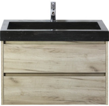 Meuble sous-vasque avec deux tiroirs et lavabo noir