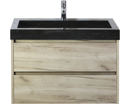 Meuble sous-vasque avec deux tiroirs et lavabo noir