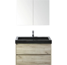 Badezimmermöbel-Set mit Waschtischunterschrank, Waschbecken und Spiegelschrank