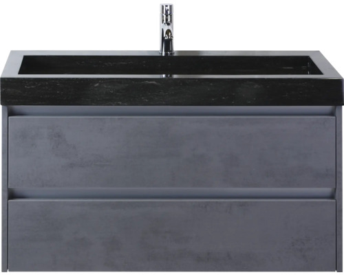 Meuble sous-lavabo avec deux tiroirs et robinet