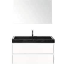 Meuble-lavabo avec miroir, robinet et tiroirs