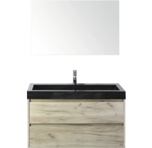 Waschtischkombination mit Spiegel, Waschbecken, Armatur und Unterschrank