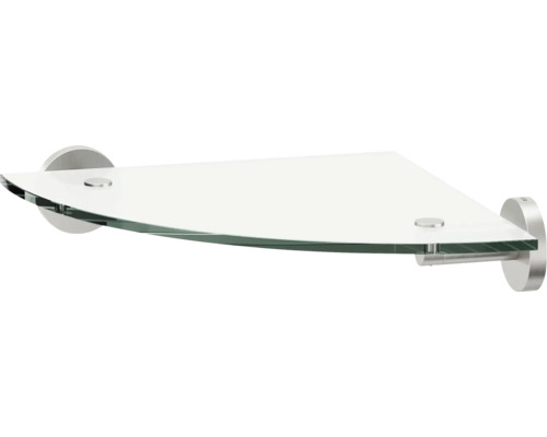 Eckregal aus Glas mit Halterungen