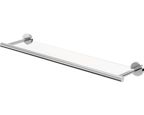 Glasbord mit verchromter Halterung für das Badezimmer