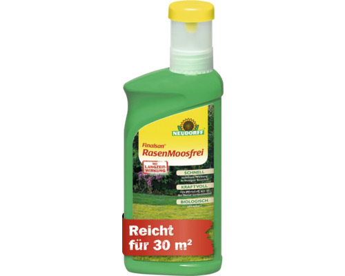 Finalsan RasenMoosfrei anti-mousse en flacon vert avec bouchon jaune