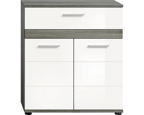 Armoire midi Xonox.home Blake lxhxp 70x79x31 cm couleur de façade blanc haute brillance Commode avec tiroirs et portes