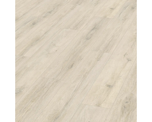 Stratifié Nature Sense Kreideeiche plancher maison de campagne 1292 x 193 x 7 mm Sol stratifié clair avec structure en bois