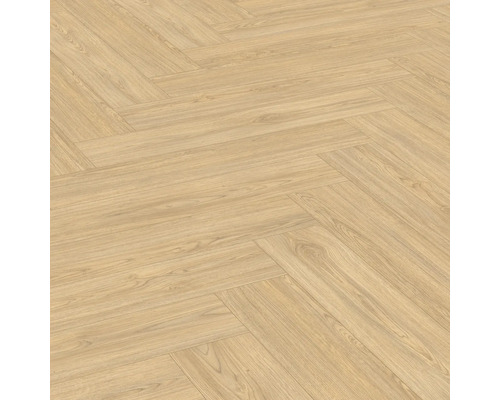 Laminat Nature Sense Casella Eiche natur Fischgrät 840 x 168 x 8 mm Verlegung von hellem Laminat im Fischgrätmuster