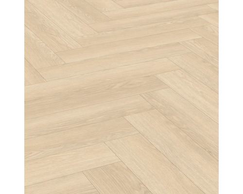 Stratifié Nature Sense Baronia chêne sable chevrons 840 x 168 x 8 mm Pose de stratifié clair en motif à chevrons