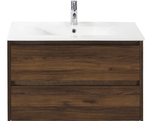 Meuble sous-lavabo avec deux tiroirs, lavabo et robinetterie