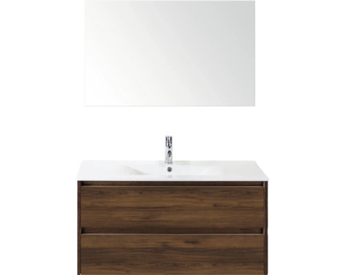 Meuble-lavabo avec miroir et structure en bois