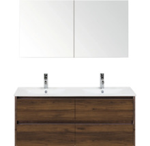 Ensemble de meubles-lavabos avec deux lavabos, meuble bas avec tiroirs et armoire de toilette