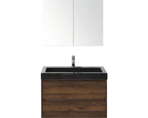 Combinaison de lavabo avec armoire de toilette, lavabo, robinet et meuble sous-lavabo