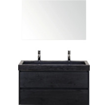 Waschtischkombination mit Spiegel, Unterschrank, Waschbecken und Armaturen