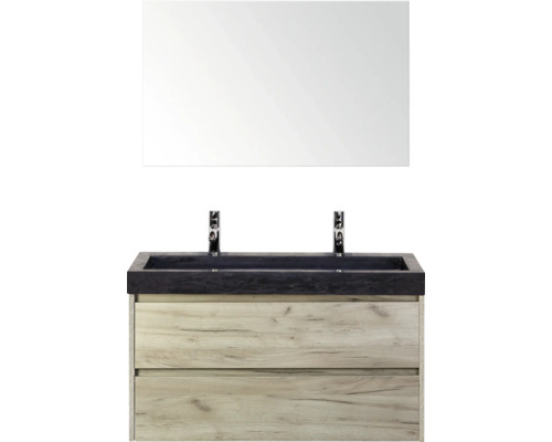 Ensemble de meuble-lavabo avec miroir, lavabo, robinetterie et meuble sous-lavabo