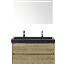 Combinaison de lavabo avec lavabo, meuble sous-lavabo et miroir avec éclairage