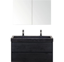 Waschtischkombination mit zwei Schubladen, Waschbecken und Spiegelschrank