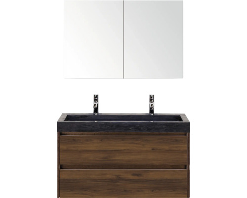 Ensemble de meubles de salle de bains avec meuble sous-lavabo, lavabo et armoire de toilette