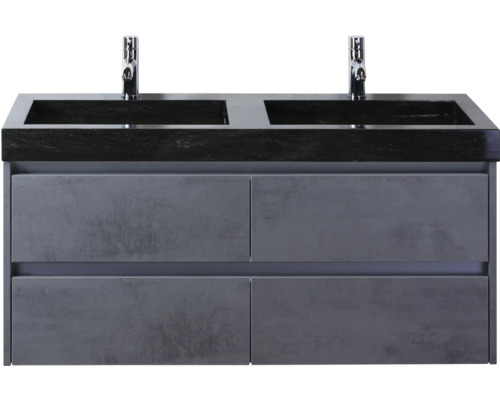 Meuble sous-lavabo avec deux vasques et quatre tiroirs