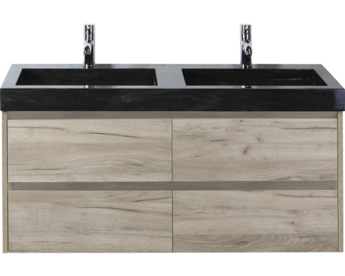 Meuble sous-vasque avec double vasque et quatre tiroirs