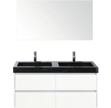 Meuble-lavabo avec deux vasques, miroir et meuble bas