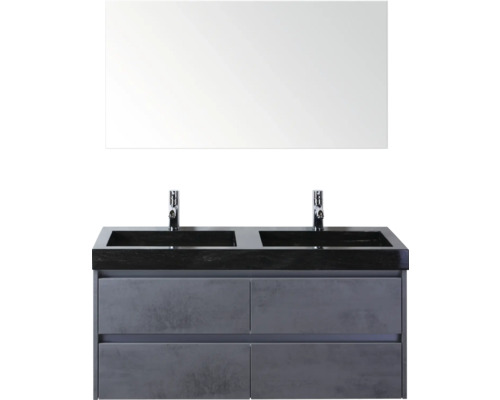 Meuble-lavabo double avec meuble sous-lavabo et miroir pour la salle de bain